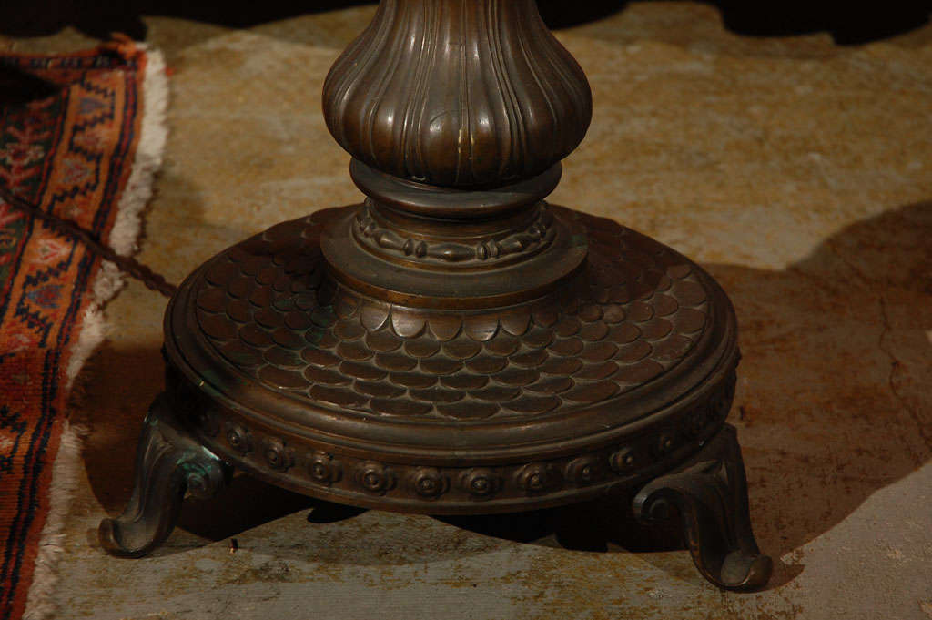 Italian Antique Bronze, Altar Stick Lamps For Sale