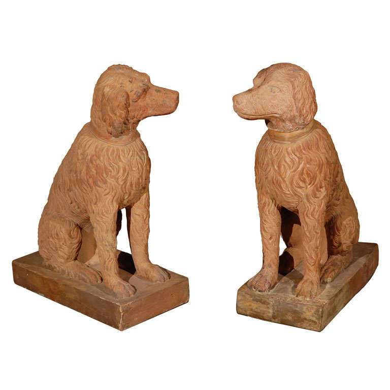 Life Size, 19th Century, Terracotta Poodles For Sale
