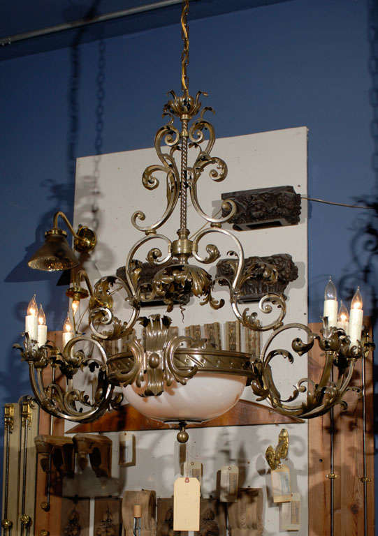 Italianate Brass Game Table Chandelier