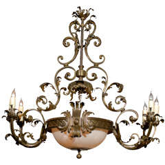Italianate Brass Game Table Chandelier 