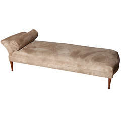 Antique Victorian Chase Lounge or Day Bed in Cream Ultra suede