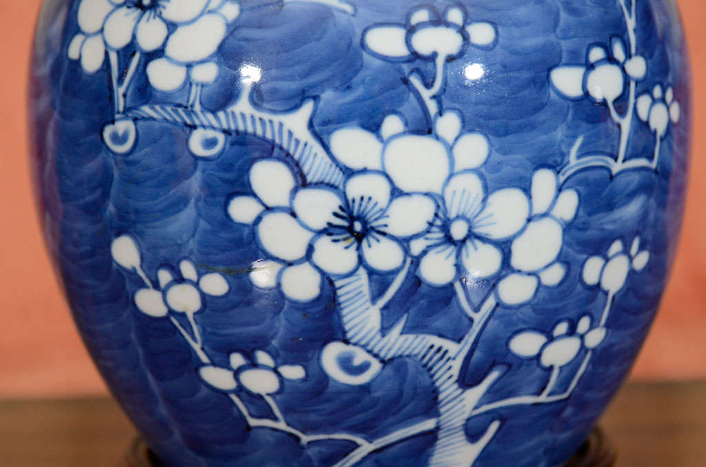 20th Century Chinese Blue and White Electrified Ginger Jar For Sale