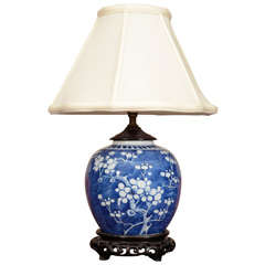 Chinese Blue and White Electrified Ginger Jar