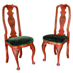 A Pair of Late 18th Century Chinoiserie Decorated Side Chairs