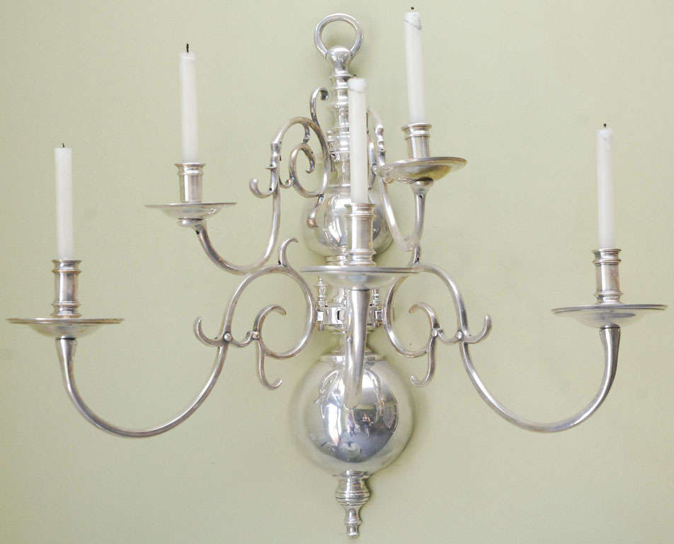 A Pair of Late 19th Century Dutch-style Five Light Wall Sconces