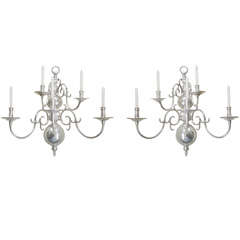  A Pair of Late 19th Century Dutch-style Five Light Wall Sconces