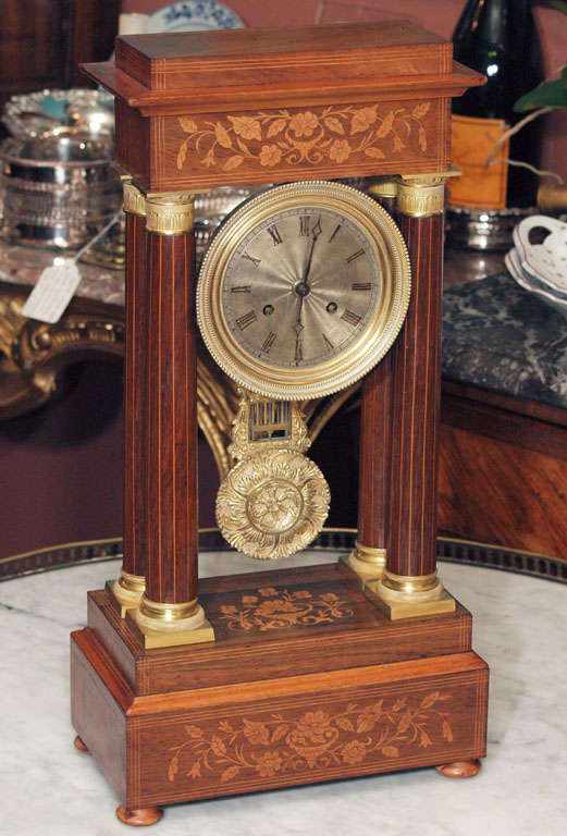 French Louis-Philippe Inlaid Portico Clock