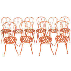 Set of Ten Painted Iron Garden Chairs