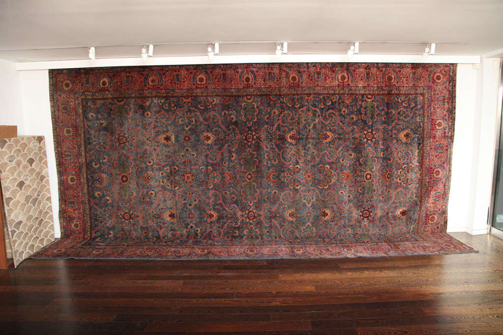 This Persian Fereghan carpet consists of handspun wool and vegetable dyes, circa 1870. The size is 10'2