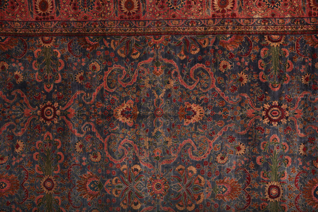 Vegetable Dyed Antique 1870s Persian Fereghan Rug, 10' x 18' For Sale