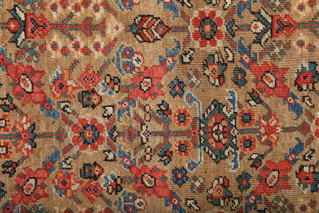 20th Century Hand-knotted Antique 1880s Wool Persian Sultanabad Rug, Red and Cream, 9' x 12' For Sale