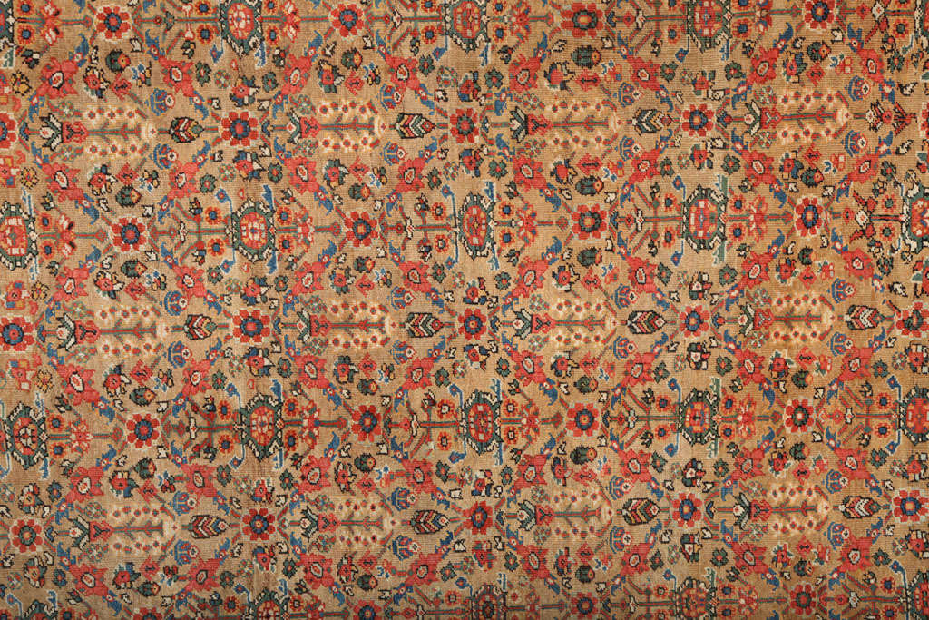 Handgeknüpfter antiker 1880er Jahre Wolle Persisch Sultanabad Teppich, Rot und Creme, 9' x 12' im Angebot 3