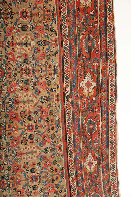Handgeknüpfter antiker 1880er Jahre Wolle Persisch Sultanabad Teppich, Rot und Creme, 9' x 12' im Angebot 4