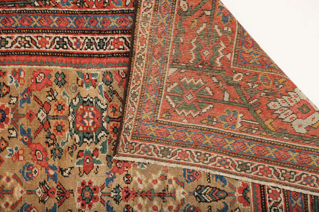 Handgeknüpfter antiker 1880er Jahre Wolle Persisch Sultanabad Teppich, Rot und Creme, 9' x 12' im Angebot 5