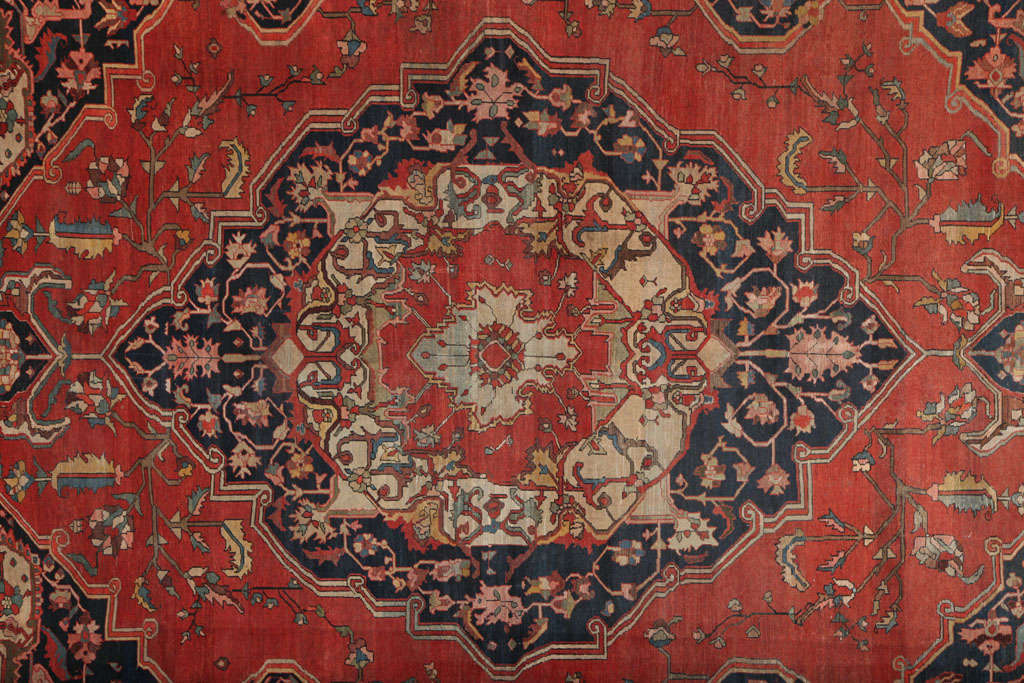 Vegetable Dyed Antique 1880s Persian Fereghan Rug, 8' x 11' For Sale