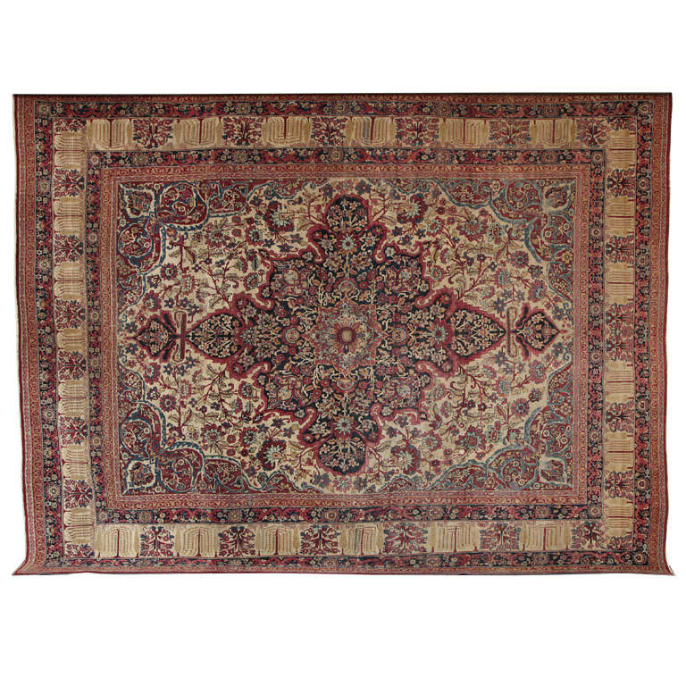 Antique Wool Persian Kermanshah Rug, Circa 1880, Hand-knotted, 8' x 11' For Sale