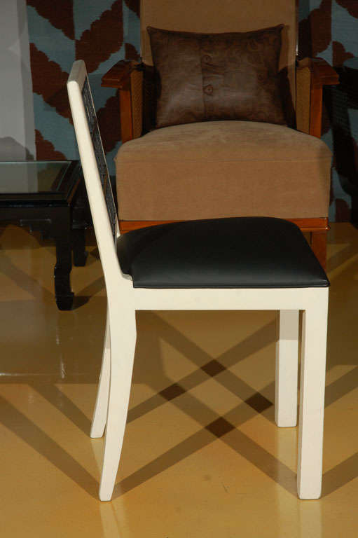 Leather Hungarian Modern Black and White Chair For Sale