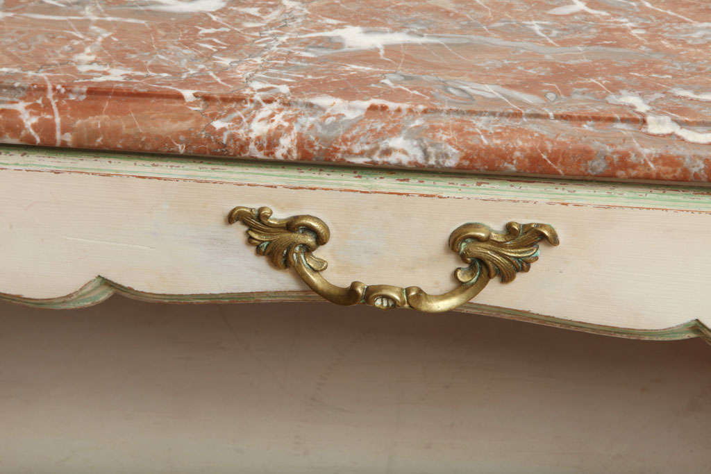 20th Century A Louis XV Style Gilt Metal Mounted Painted Side Table