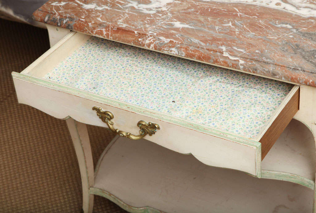 Marble A Louis XV Style Gilt Metal Mounted Painted Side Table