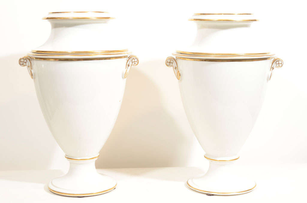 Pair of Nast Porcelain White and Gilt Ice Pails