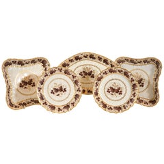 Flight & Barr Worcester Porcelain Dessert Service in Brown Grapes Pattern
