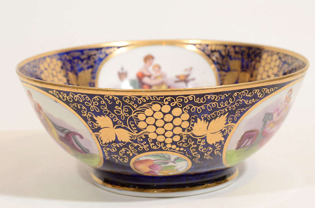 Antique Newhall Porcelain Bowl by Adam Buck Made in England circa 1815 1