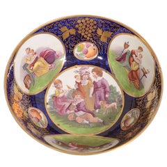 Bol en porcelaine Newhall antique par Adam Buck Fabriqué en Angleterre vers 1815