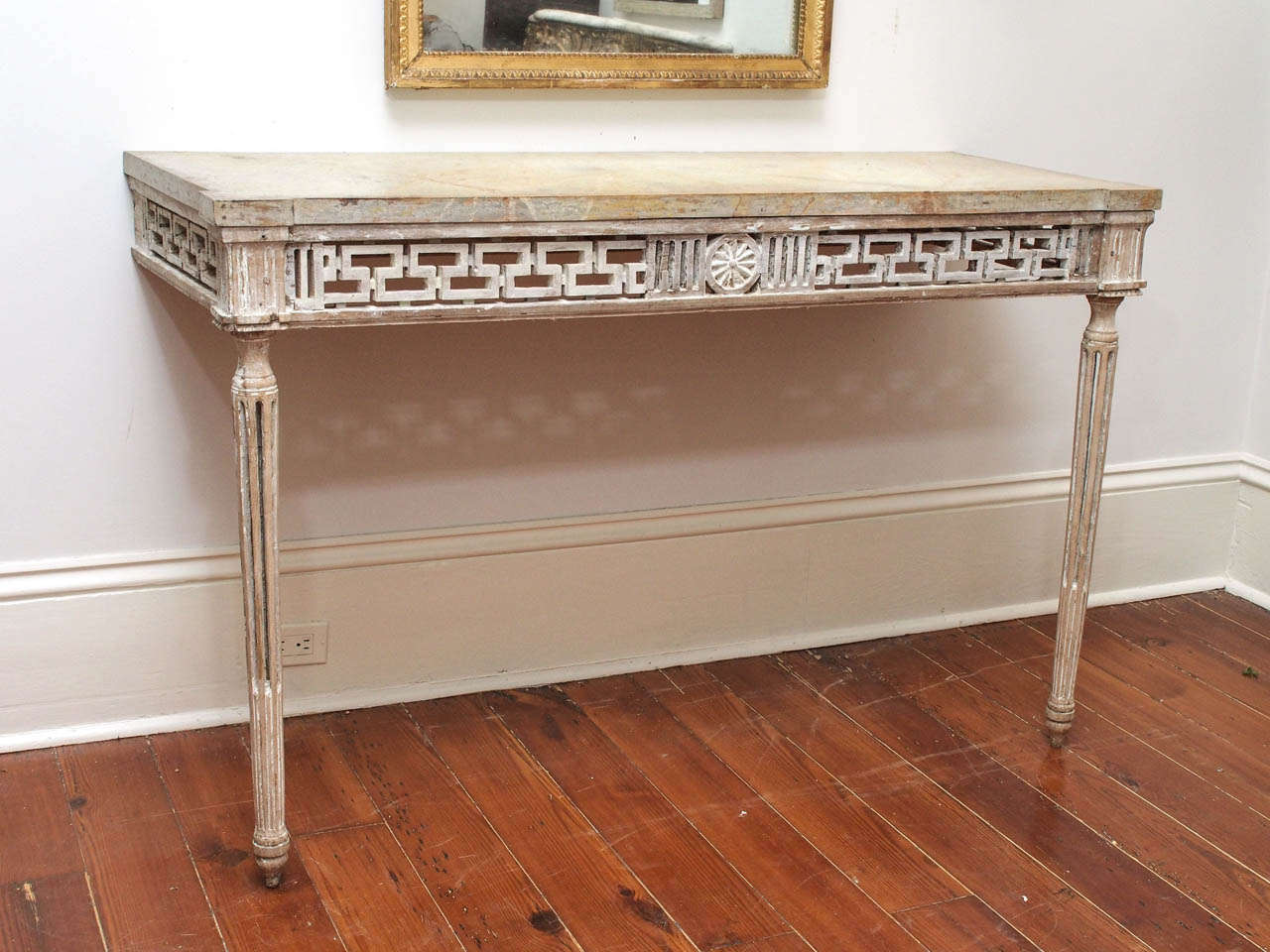 Louis XVI Console with Pierced Apron and Fluted Legs