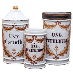 Set of Three 18th Century Pharmacy Jars