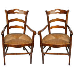 French Rush-Seat Chairs