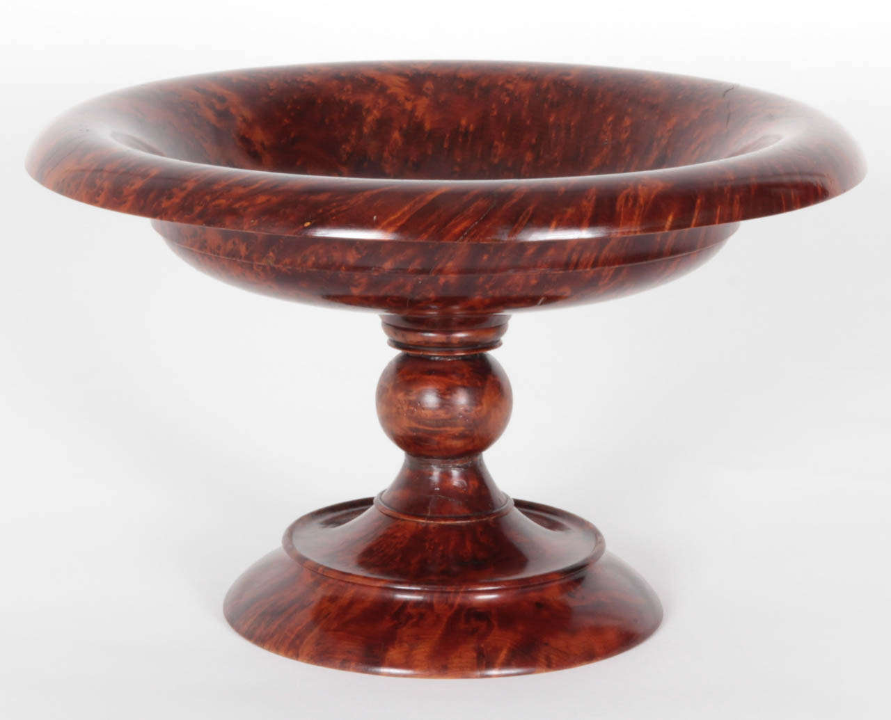 A French thuya wood tazza, Circa 1930s, of classic form. Stamped on the base