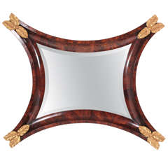 Antique Unusual Danish Concave Sided Mirror
