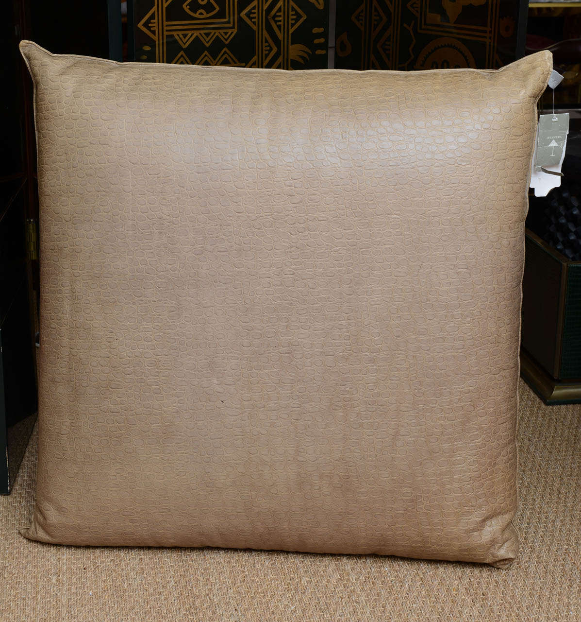 Huge Armani Casa pillow in alligator print leather.