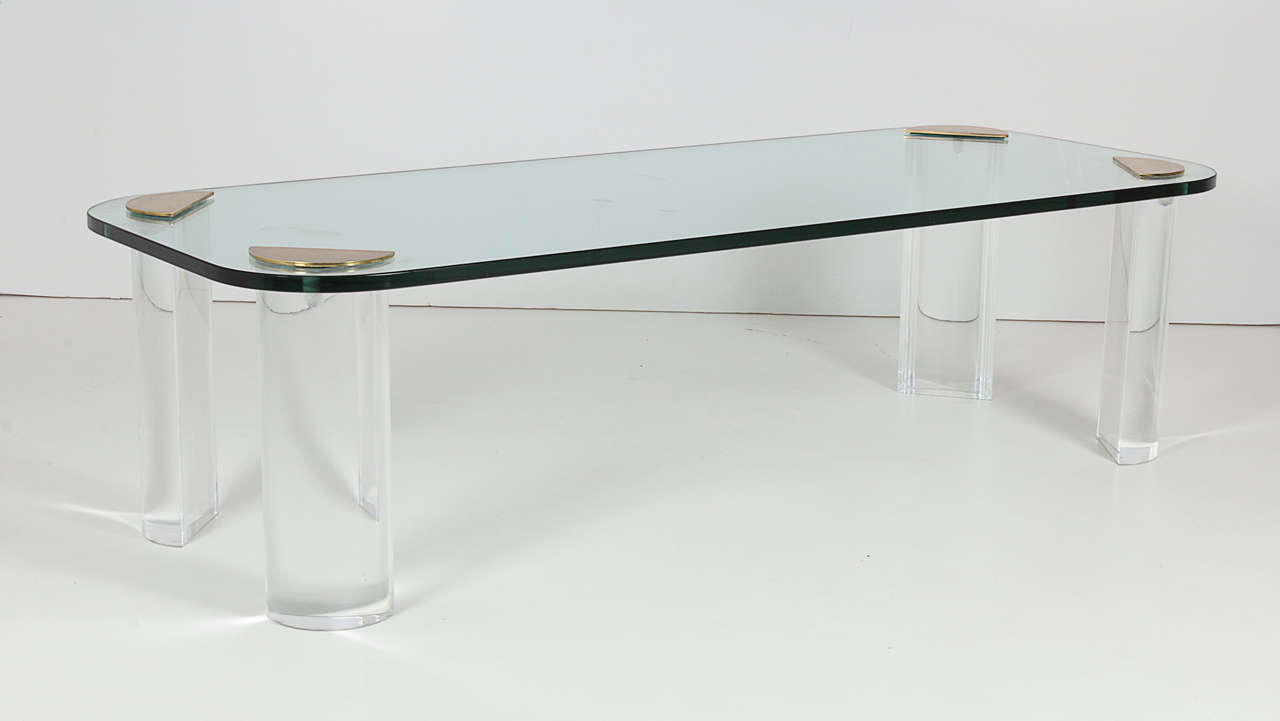 American Lucite and Glass Cocktail Table For Sale