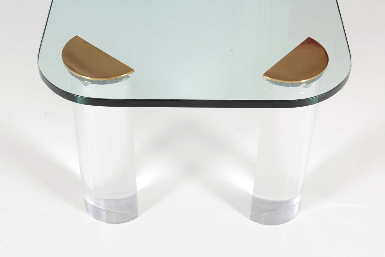 Late 20th Century Lucite and Glass Cocktail Table For Sale