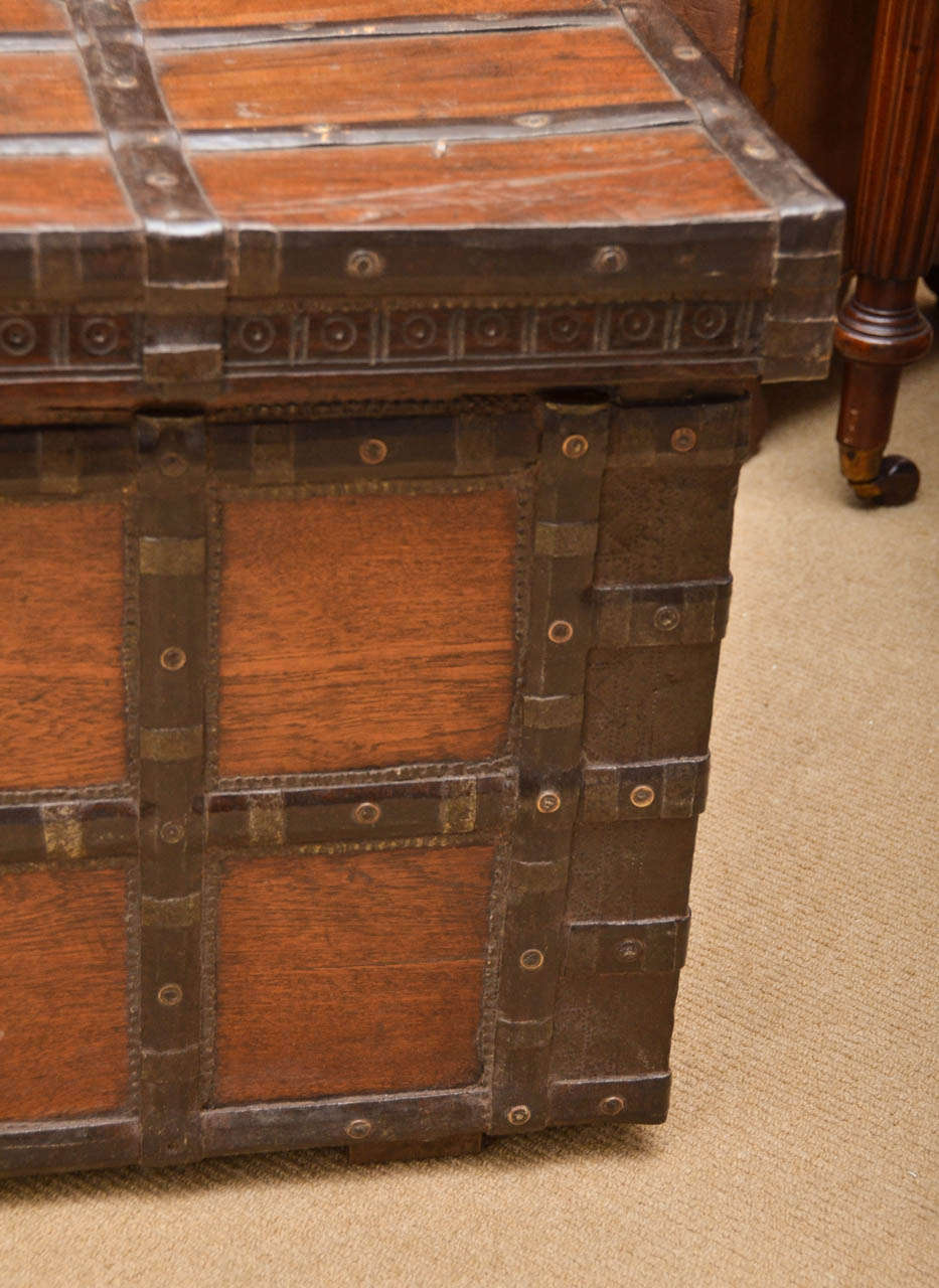 19th Century Anglo Indian Teak Trunk In Good Condition In East Hampton, NY