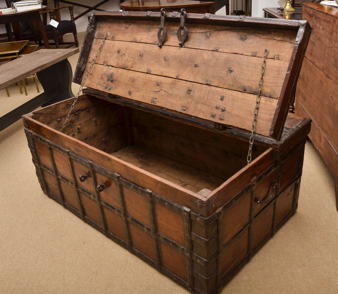 19th Century Anglo Indian Teak Trunk 2