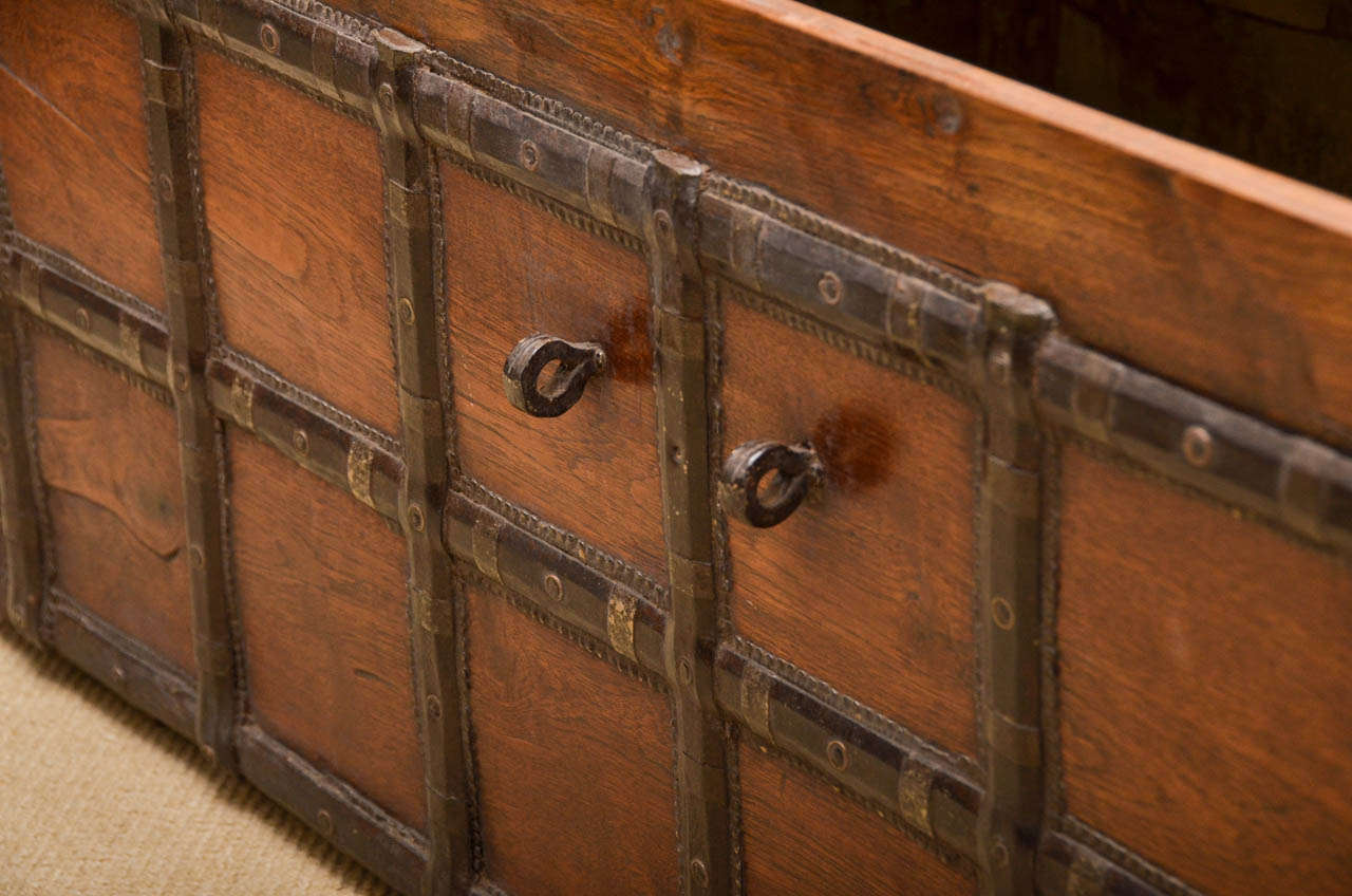 19th Century Anglo Indian Teak Trunk 4