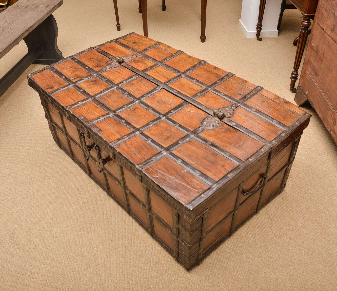 19th Century Anglo Indian Teak Trunk 5