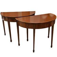 Early 19th Century George III Mahogany Demilune Console Tables