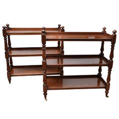 Early 19th Century Matching Pair of Mahogany Three Tier Servers Antique Early 19th Century Matching Pair of Mahogany Three Tier Servers