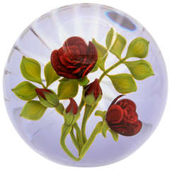 Gordon Smith Double Red Rose Paperweight