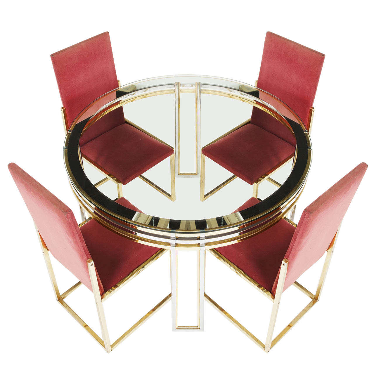 Romeo Rega Centre Table and Chairs in Chrome and Brass