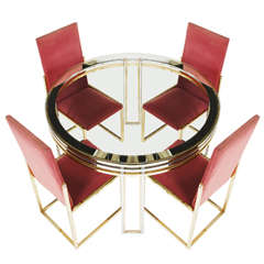 Romeo Rega round table and chairs in chrome and brass 11