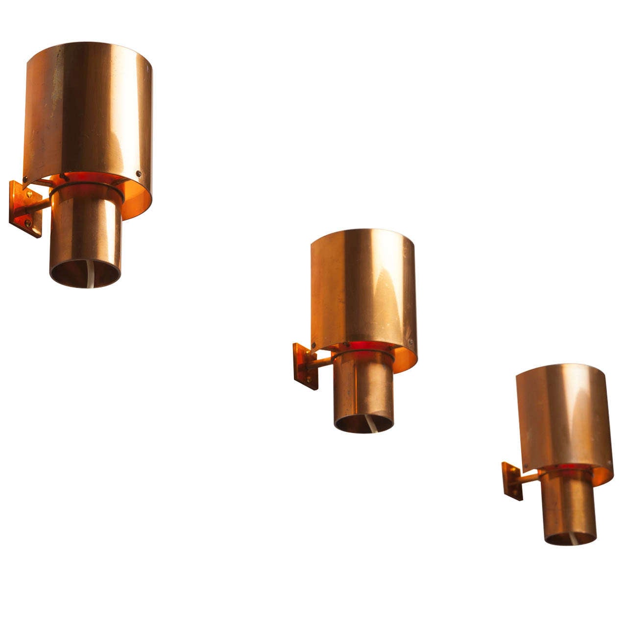 Set of 10 Solid Copper Wall Lights, Denmark at 1stdibs