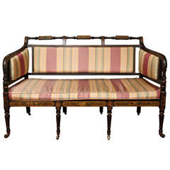 Antique Sheraton Period Japanned Settee, English c.1795