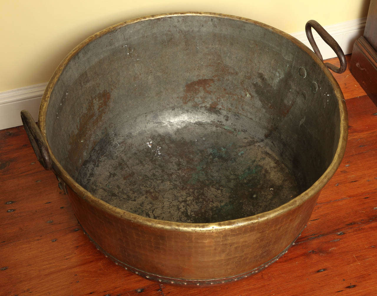 Large Scale Hand Hammered and Riveted Copper & Brass Log Bucket c.1860 1