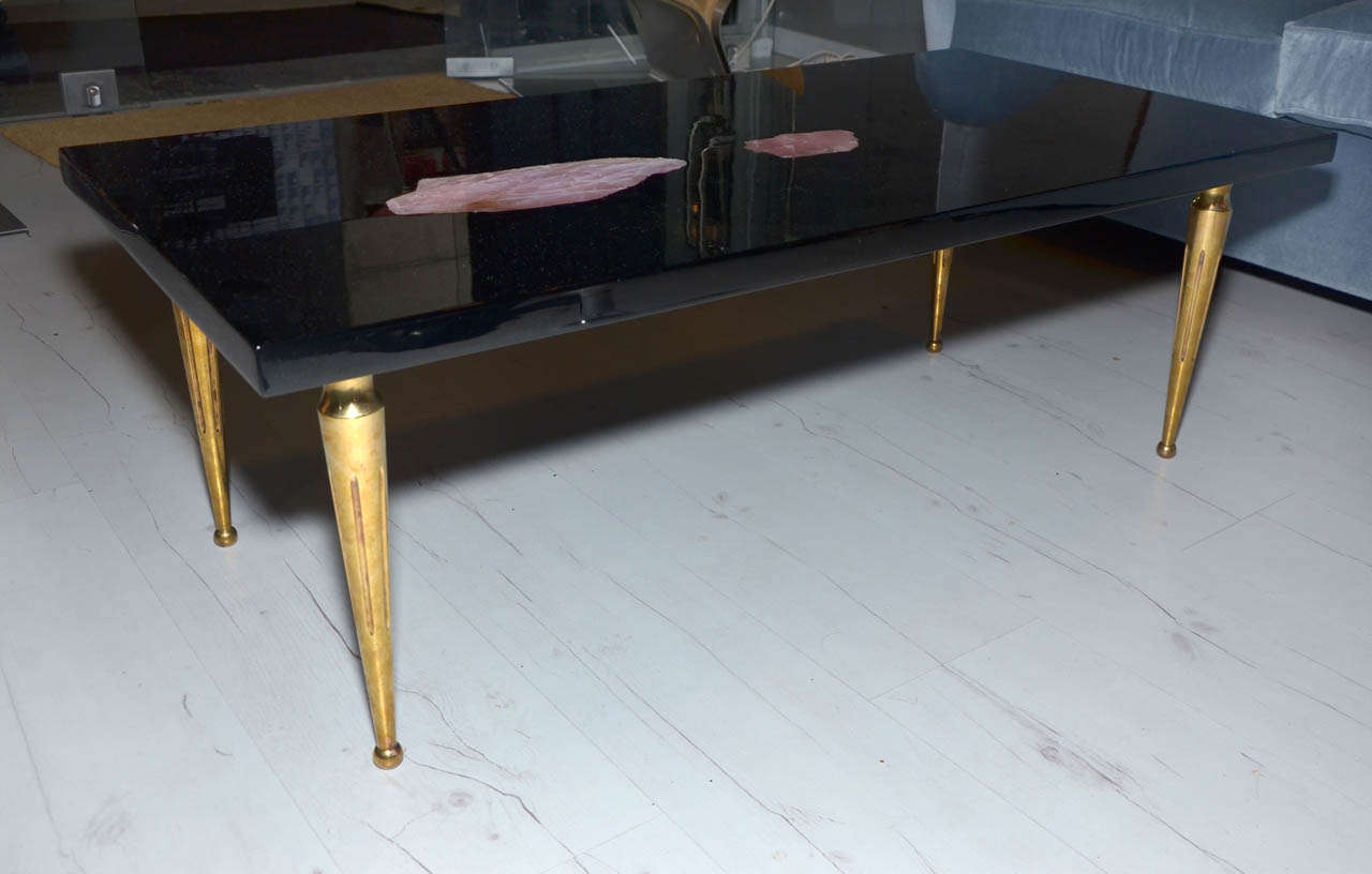 Brass Rare 1960's Philippe Barbier Coffee table For Sale