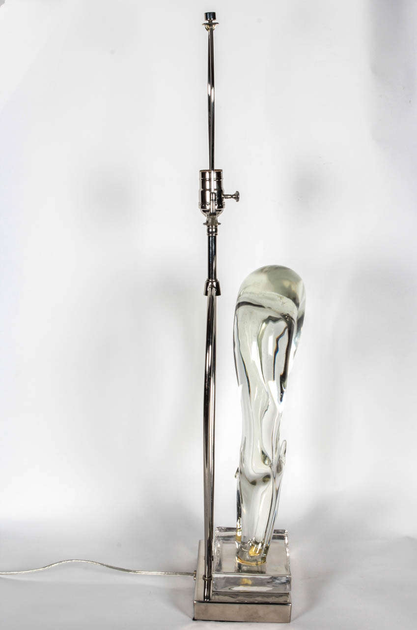 Seguso Sculptural Murano Glass Lamps In Excellent Condition For Sale In New York, NY