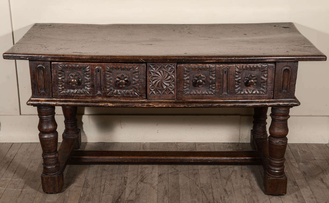 Baroque Early 18th Century Carved Walnut Table